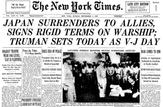 New York Times Reports Of Japans Signed Surrender 2Nd Setp 1945