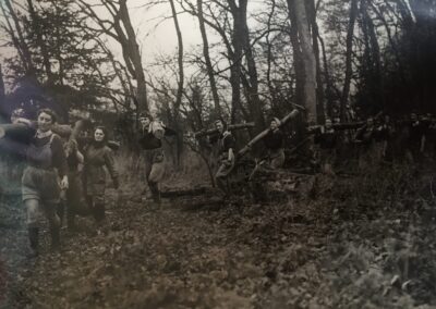 Lumber Jills hauling logs